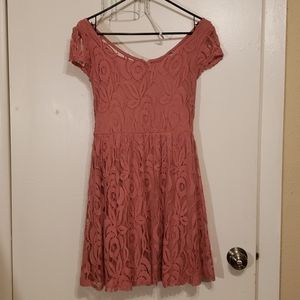 Bella D dusty pink lacy dress